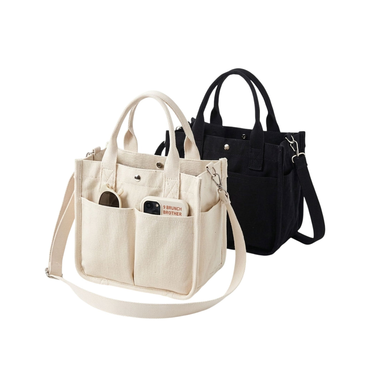 Small Canvas Crossbody Tote Bag & Shoulder Purse for Women's