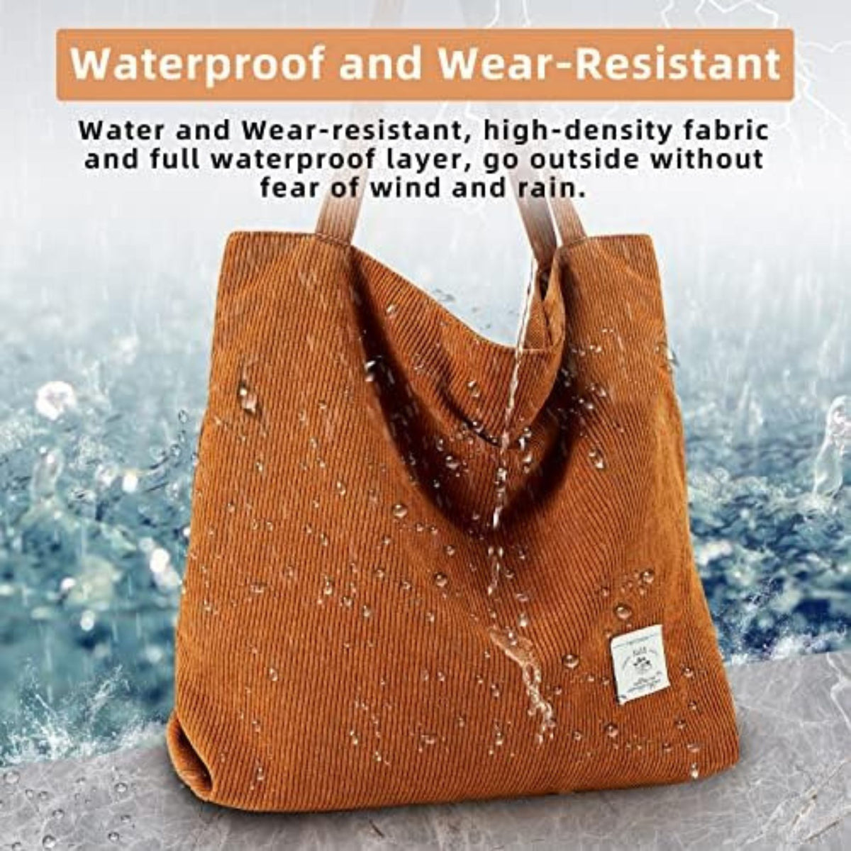 KALIDI Large Capacity Corduroy Shoulder Bag