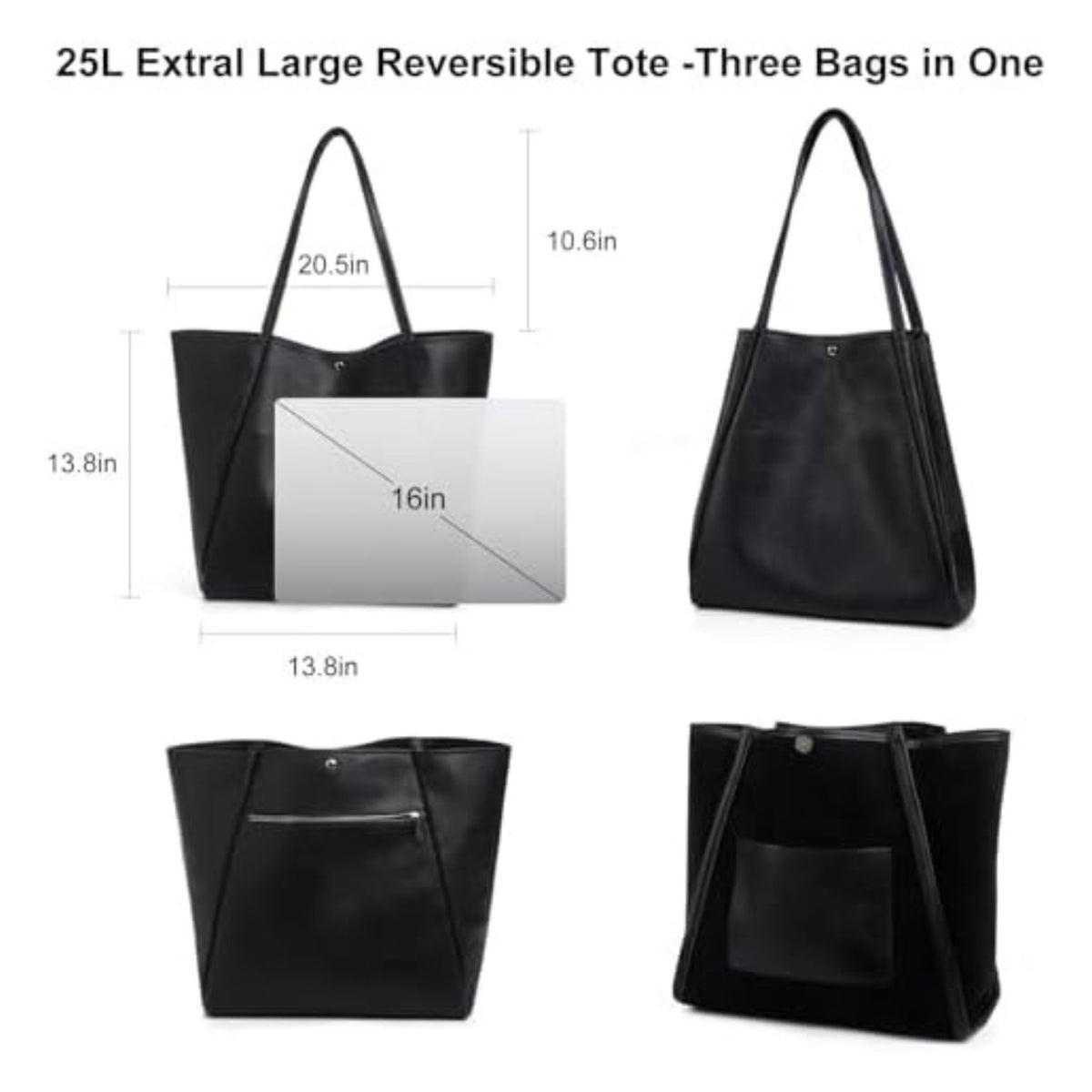 Large 25L Vegan Leather Travel Tote & Weekender Purse