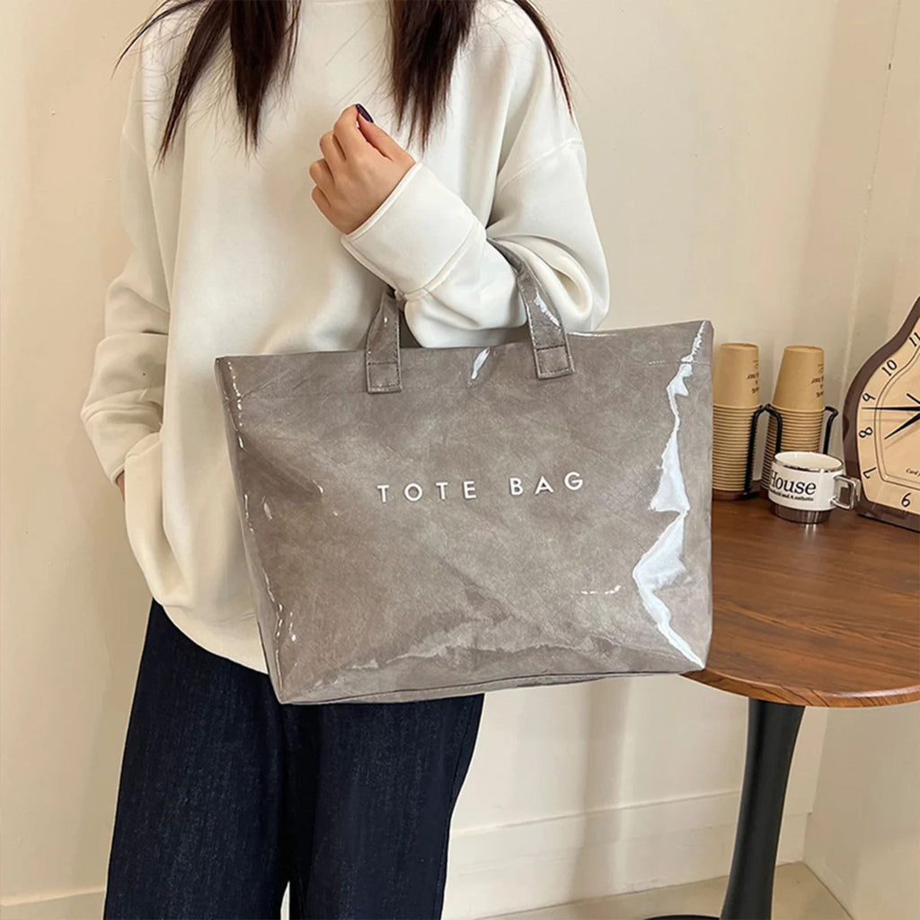 Women's Clear PVC DuPont Paper Handbag for Commuting