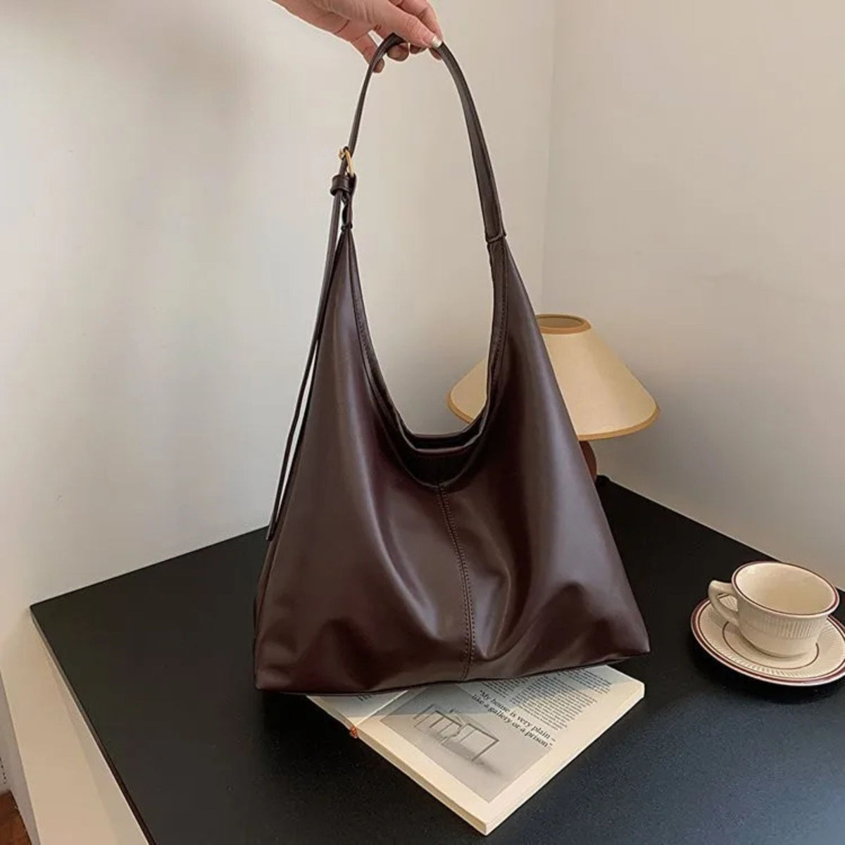 HOMEFISH Fashion PU Leather Large Tote Bag for Women's