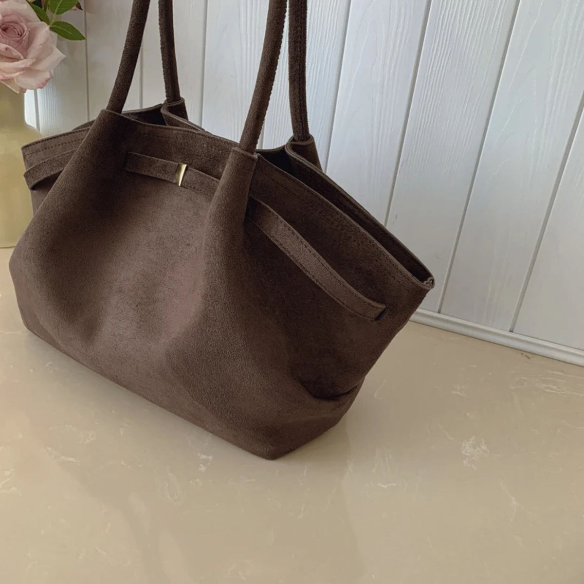 Vintage Suede Underarm Bag & Solid Color Satchel for Women's