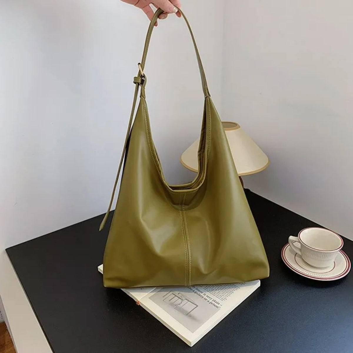 HOMEFISH Fashion PU Leather Large Tote Bag for Women's