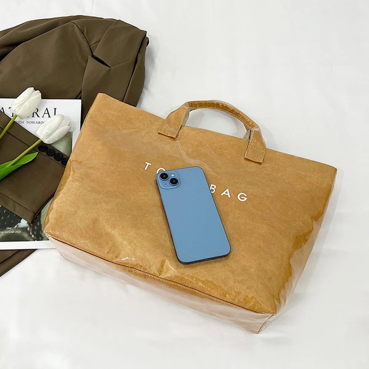 Women's Clear PVC DuPont Paper Handbag for Commuting