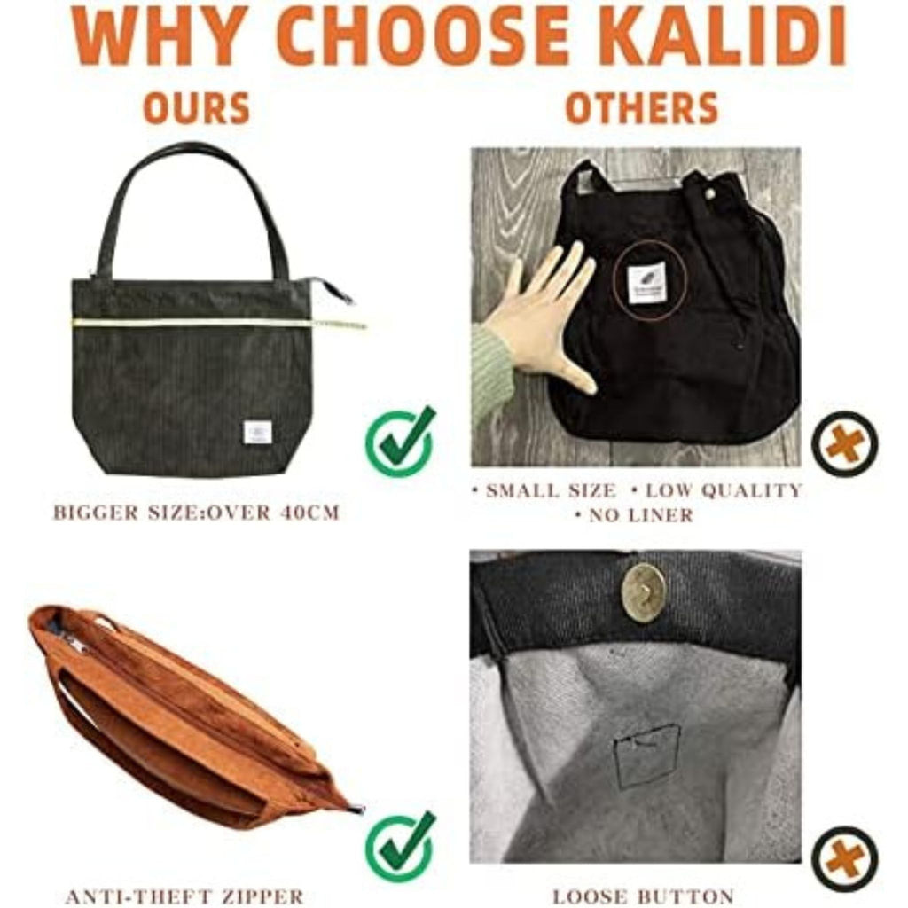 KALIDI Large Capacity Corduroy Shoulder Bag