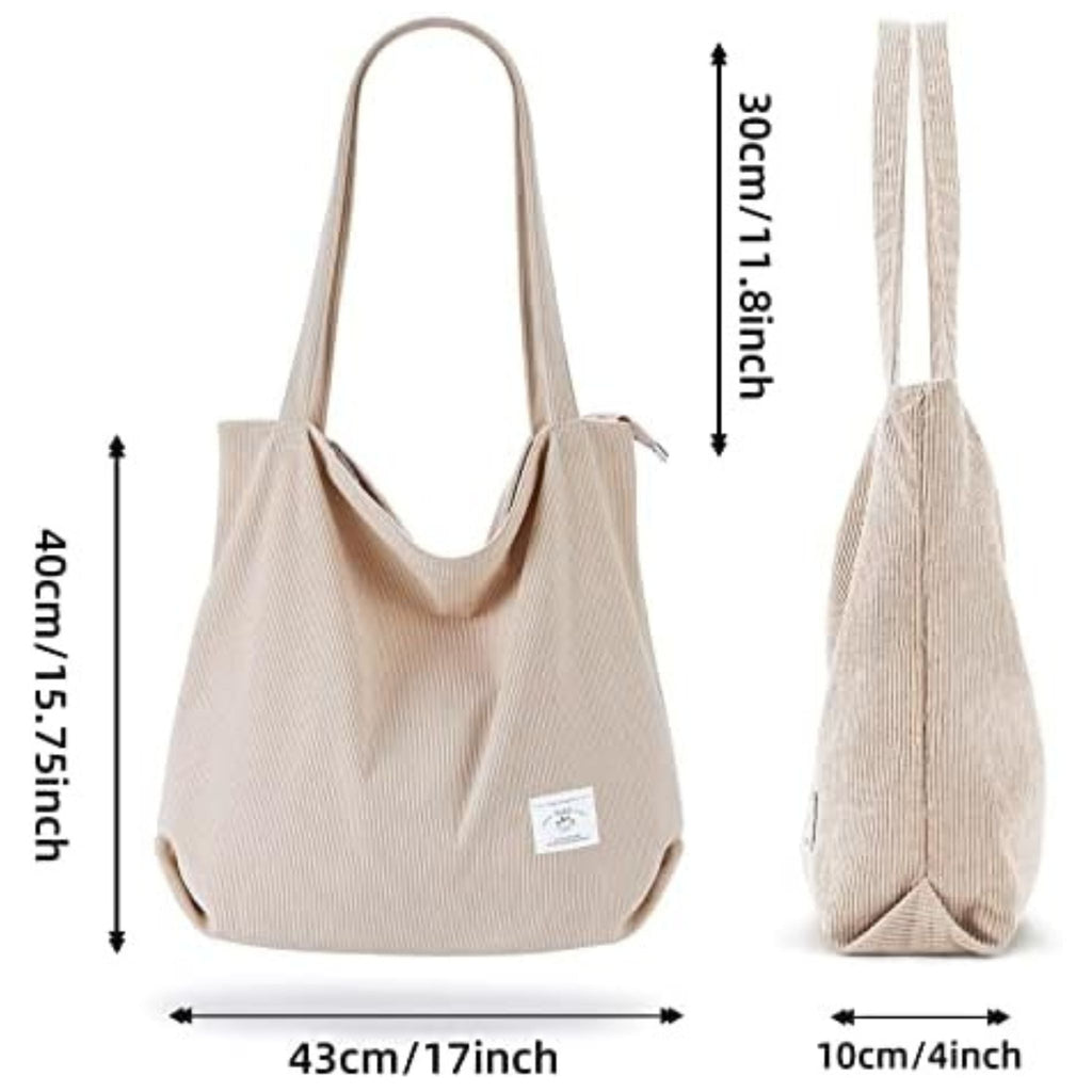 KALIDI Large Capacity Corduroy Shoulder Bag