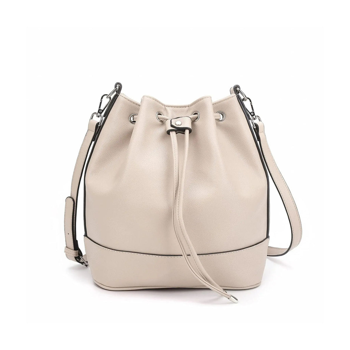 AFKOMST Leather Bucket Bag – Drawstring Crossbody Purse with 2 Straps
