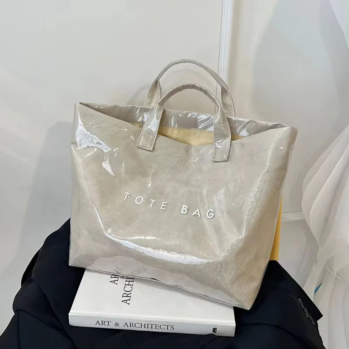 Women's Clear PVC DuPont Paper Handbag for Commuting
