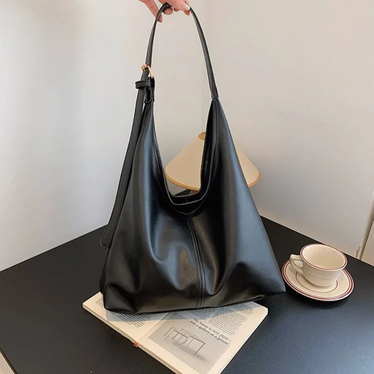 HOMEFISH Fashion PU Leather Large Tote Bag for Women's
