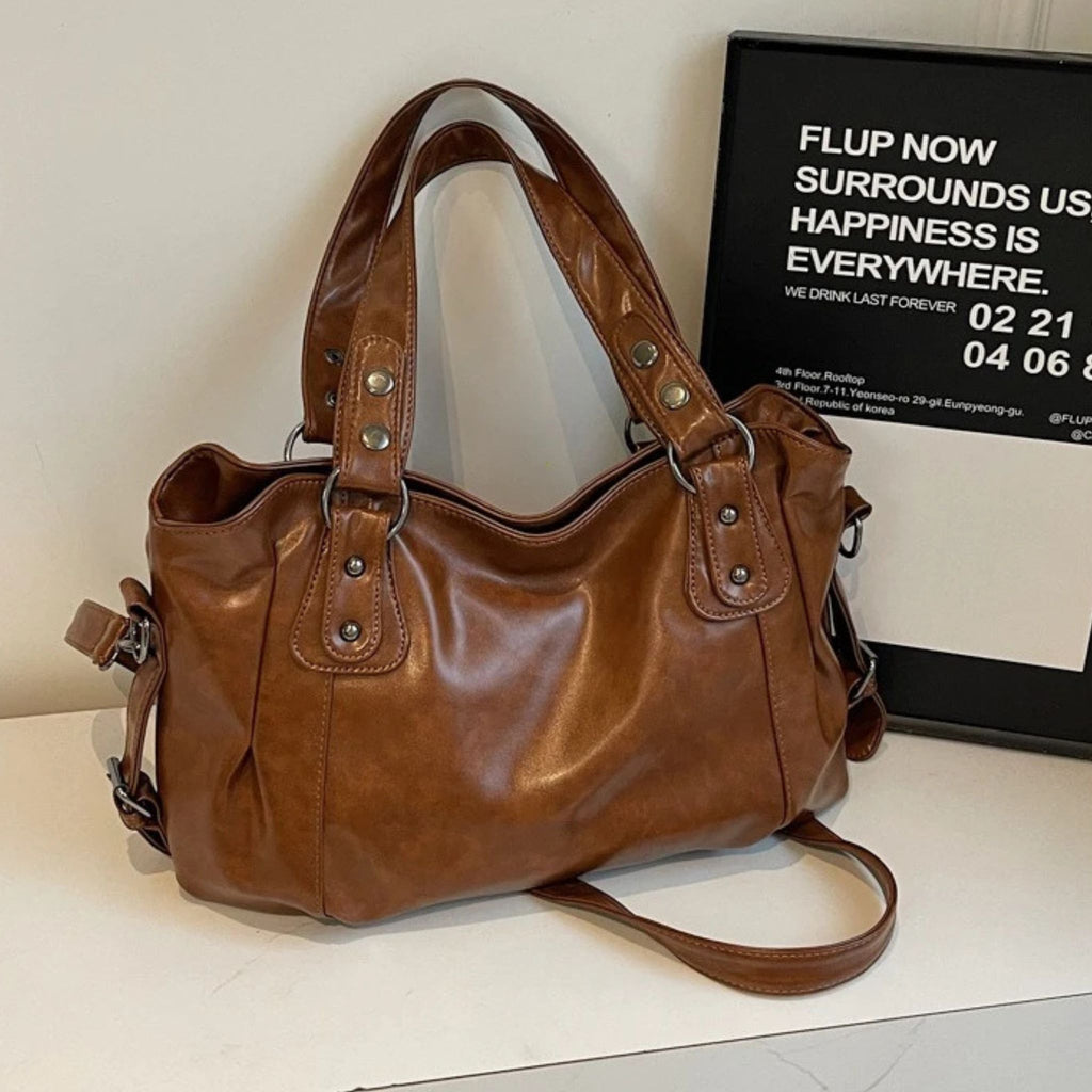 Women's High-Quality Soft PU Leather Shoulder Bag with Compartments