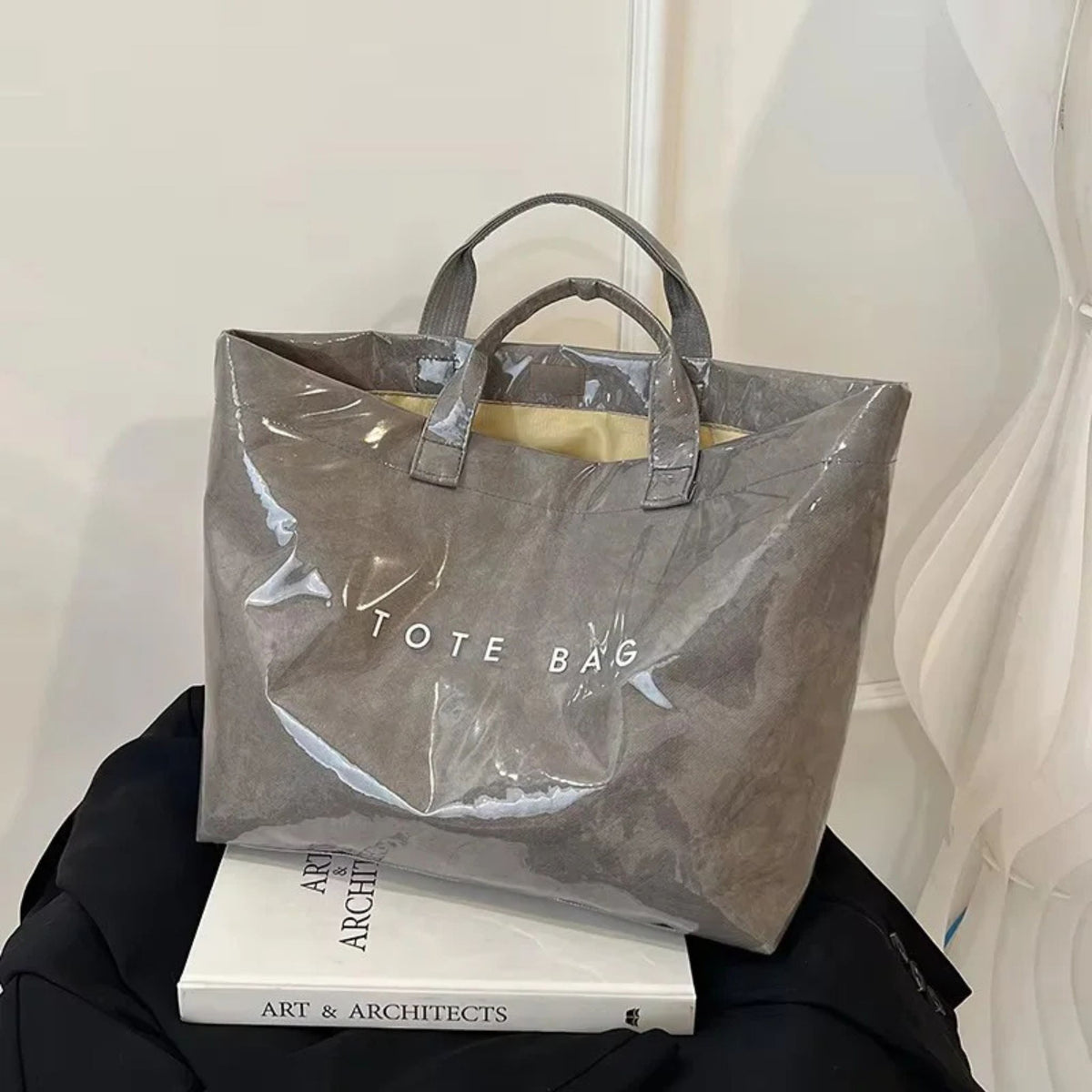 Women's Clear PVC DuPont Paper Handbag for Commuting
