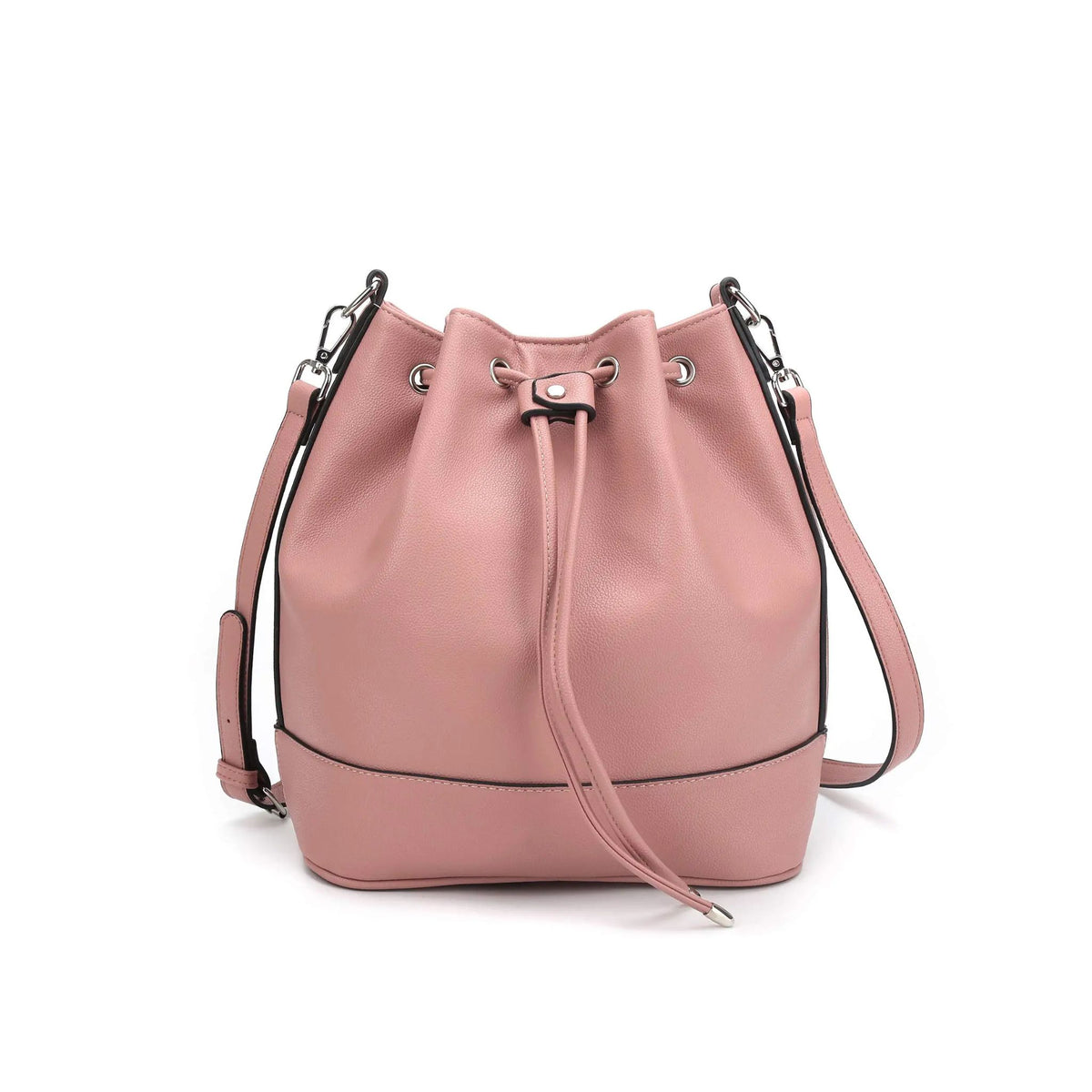 AFKOMST Leather Bucket Bag – Drawstring Crossbody Purse with 2 Straps