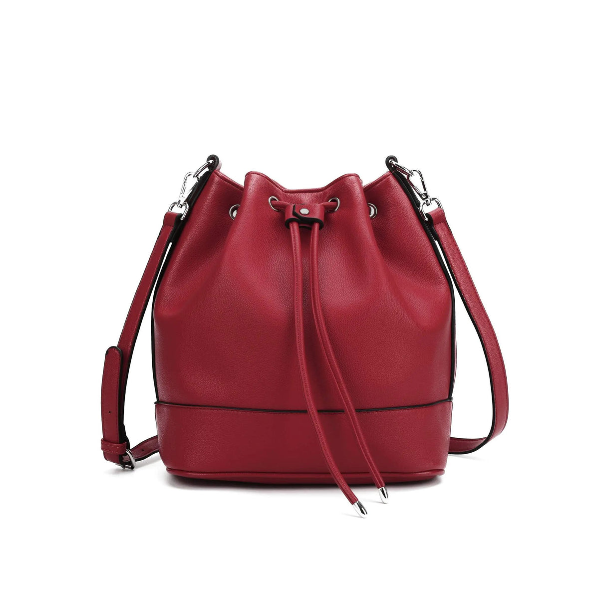 AFKOMST Leather Bucket Bag – Drawstring Crossbody Purse with 2 Straps